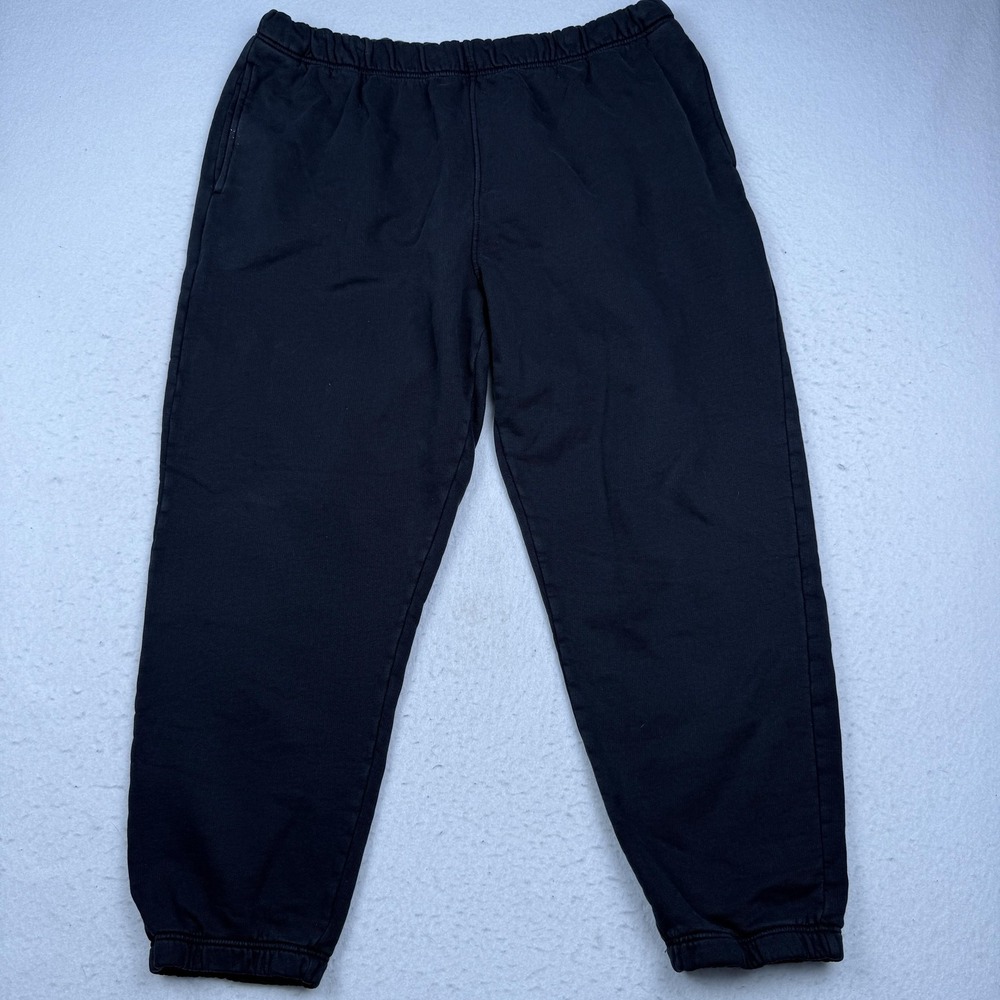 MATE Sweatpants Womens 1X Black Fleece Elastic Waist Tapered Jogger Lounge